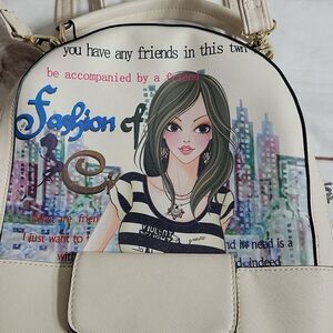 𝅺adorable Art Designed Fashion Bookbag Purse by Glenn Wynne